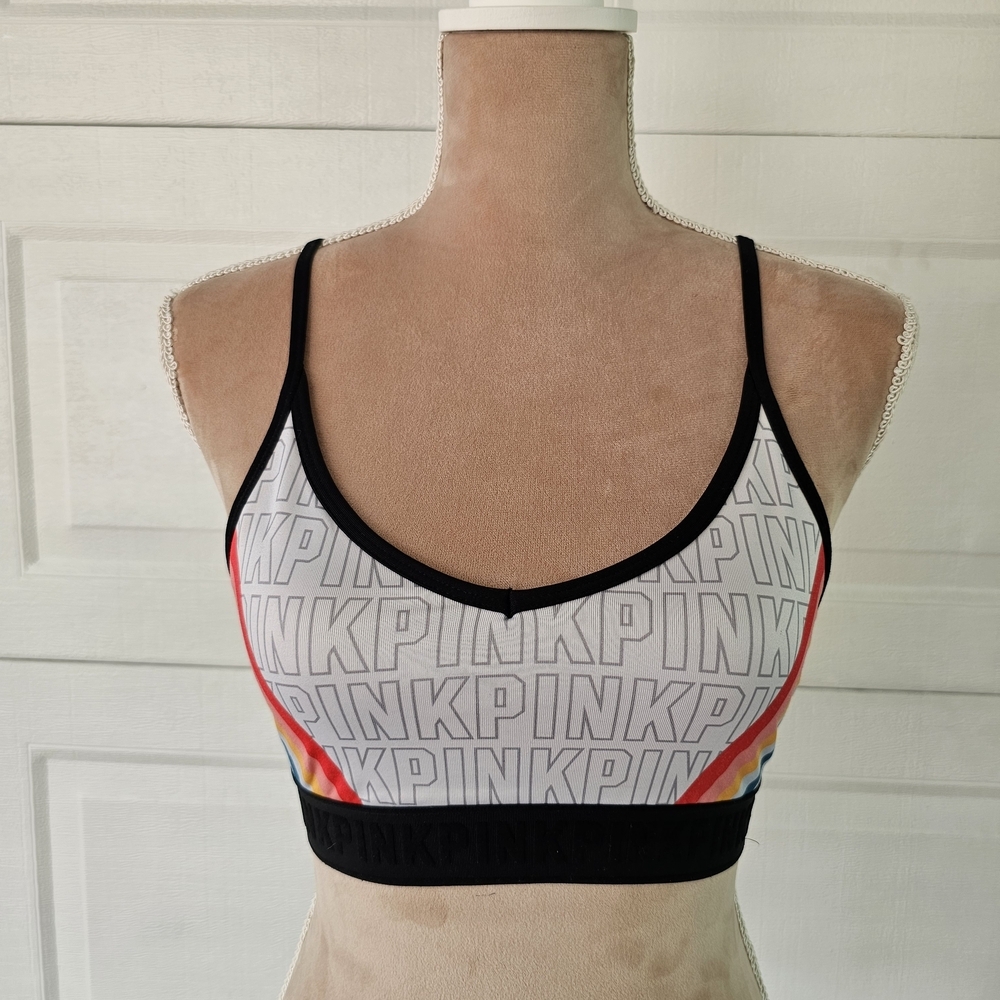 Victoria's Secret PINK Ultimate Sports Bra Small | Logo Print Racerback Mesh